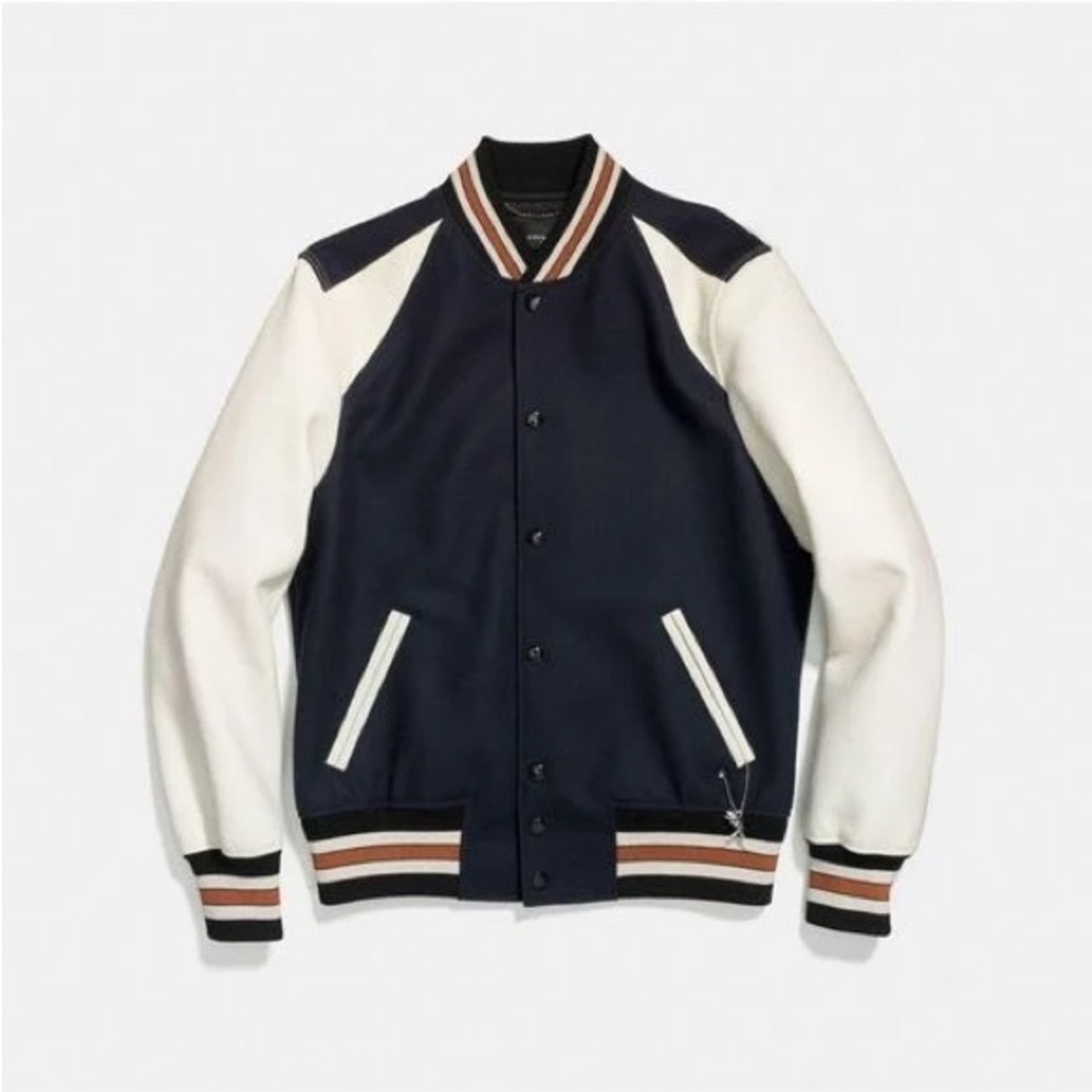 Coach Navy and Cream Varsity Jacket